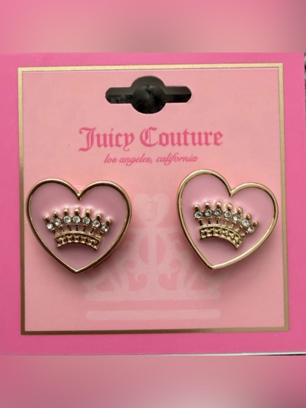 Juicy Couture Gold & Pink Heart Crown Stud Earrings!!!
